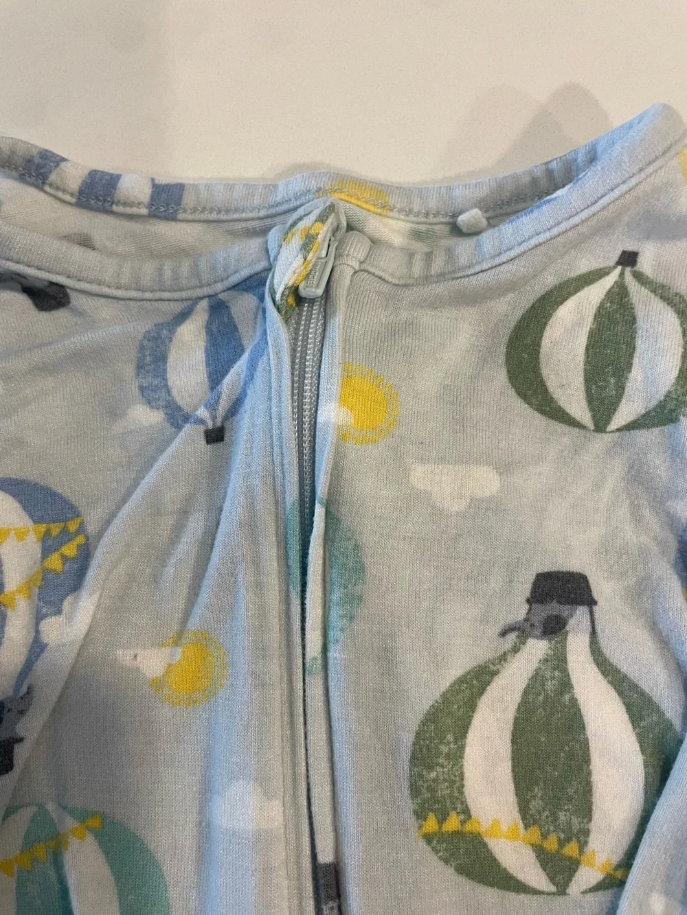 Huggies Vintage hot air balloon ‎ Footie Pajamas Baby Size 6m Double Zipper